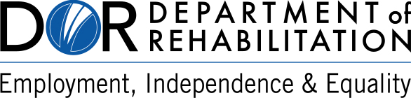 DOR: Department of Rehabilitation logo (Employment, Independence, and Equality)
